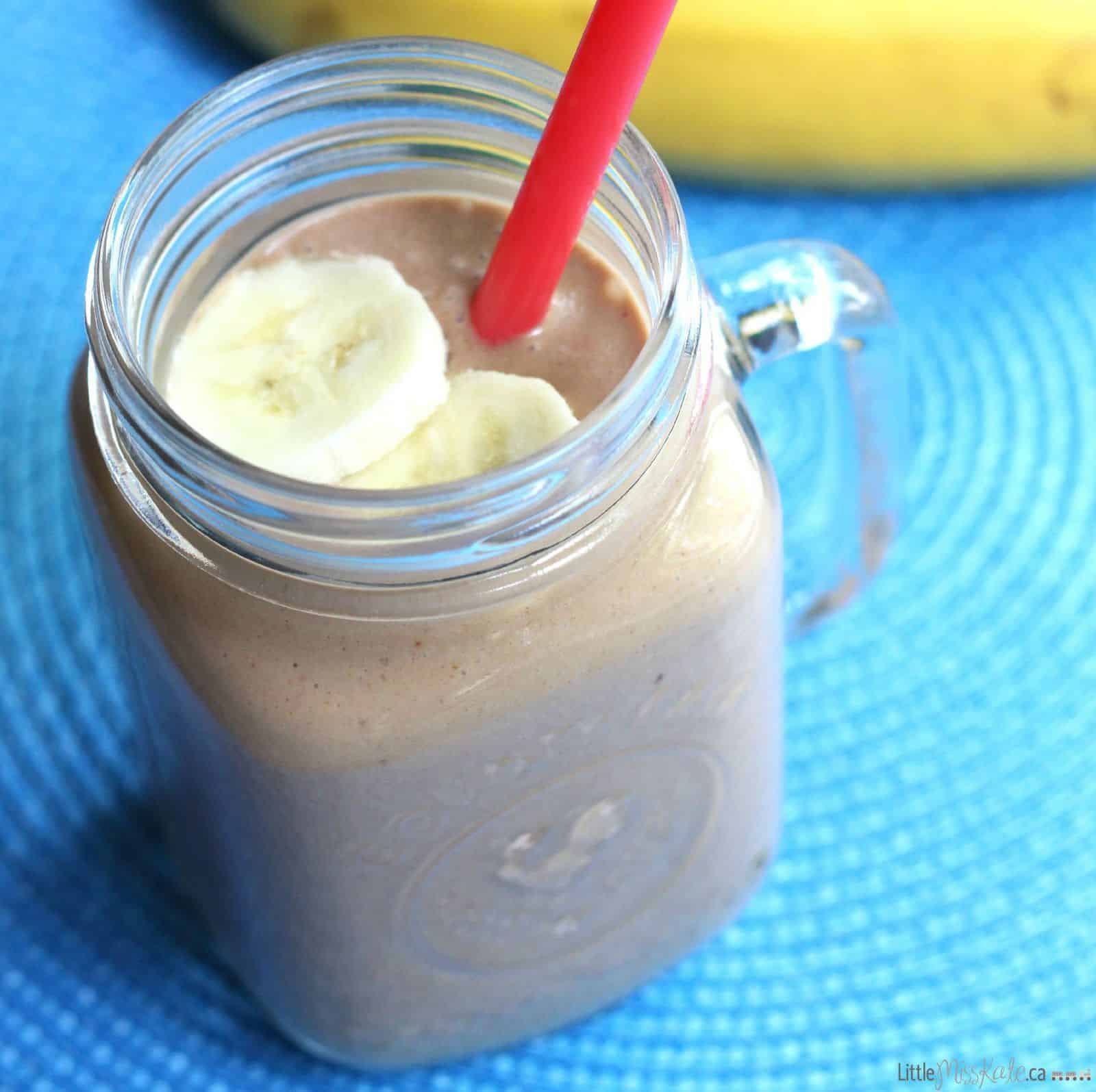 Quick Chocolate Peanut Butter Banana Smoothie Recipe With Yogurt - The ...