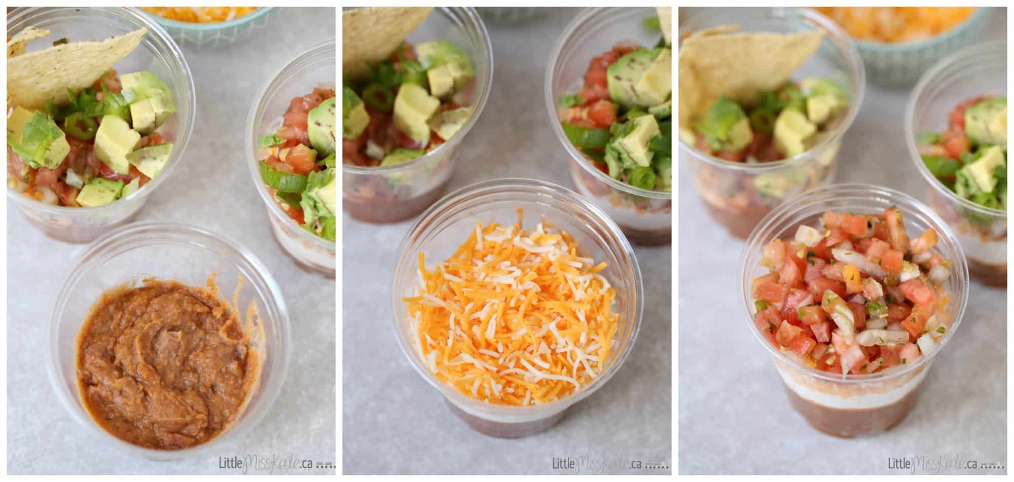 Individual 5-layer Taco Dip Cups Recipe - The Exploring Family