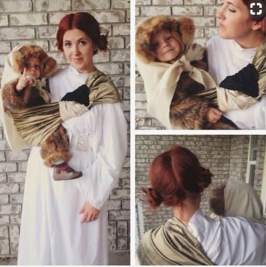 Leia and Ewok babywearing costume ideas via littlemisskate.ca