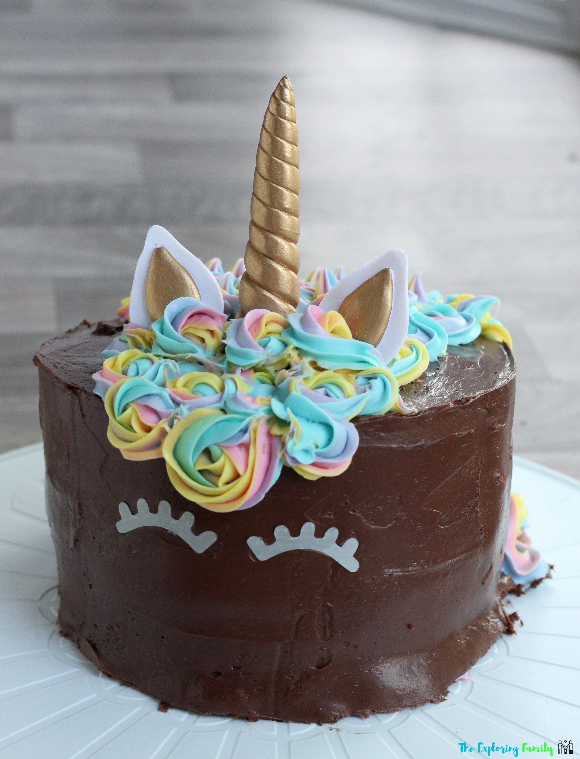 Chocolate DIY Unicorn Cake - Step by Step - The Exploring Family