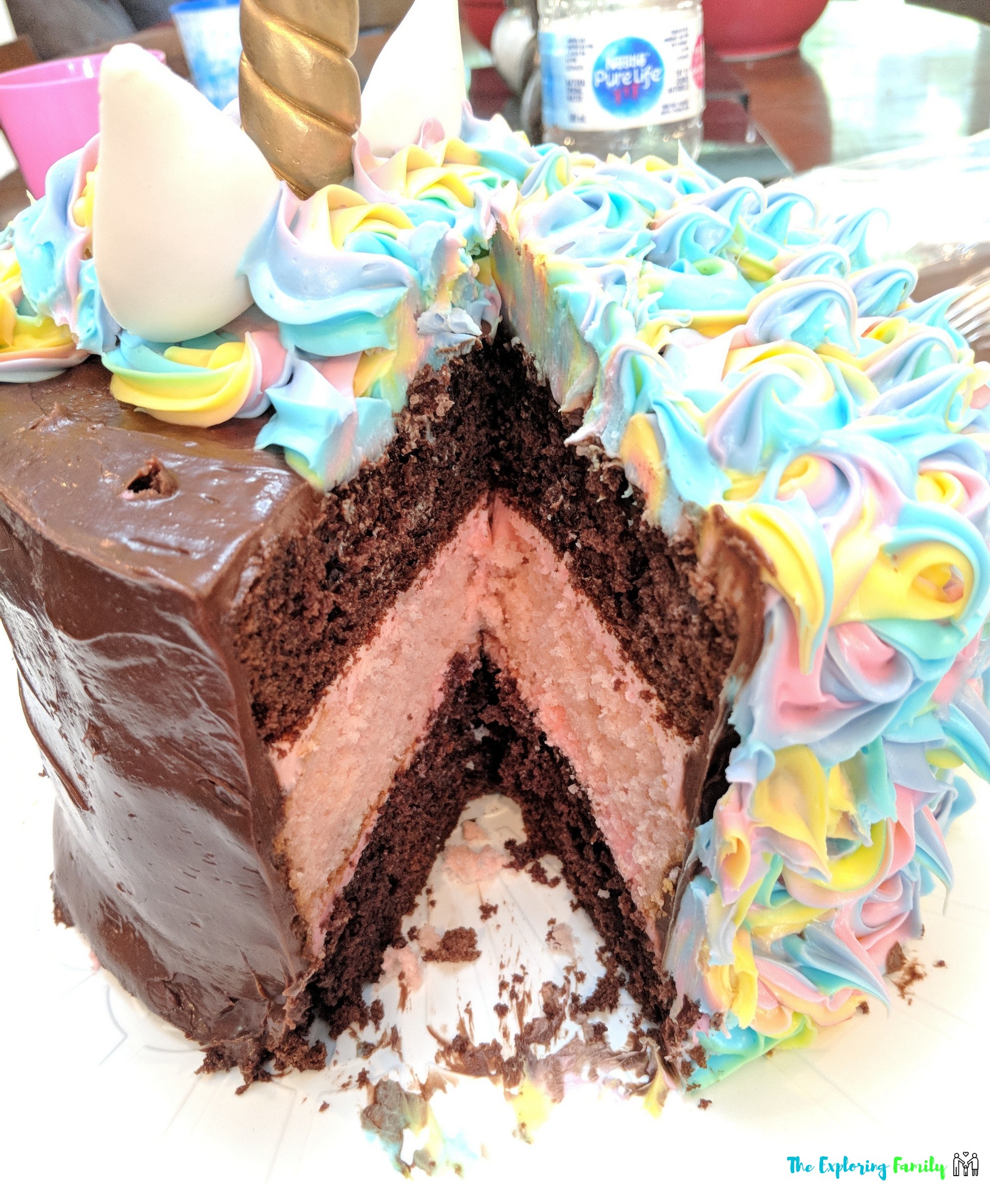 3 layer chocolate unicorn cake homemade DIY