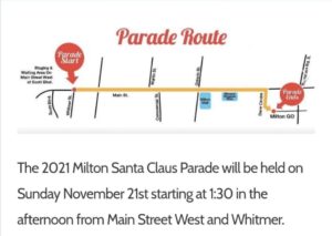 Milton Santa Claus Parade Route