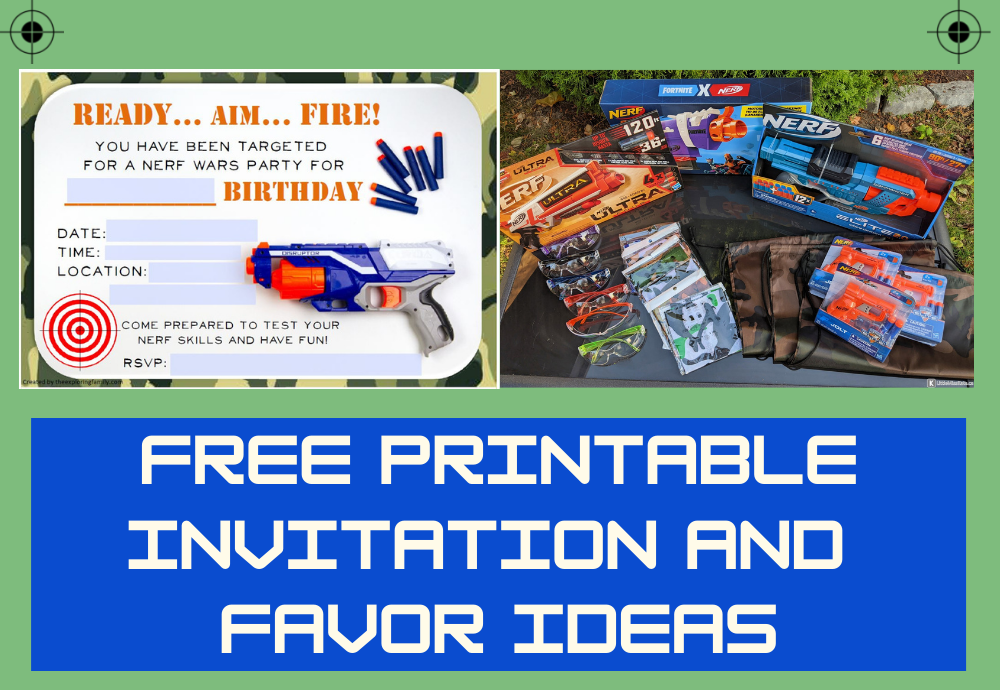Editable Nerf Gun Dart Gun Birthday Party Invitation DIY