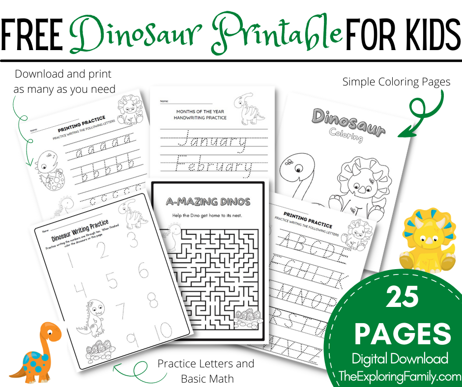 Free printable dinosaur activity sheets