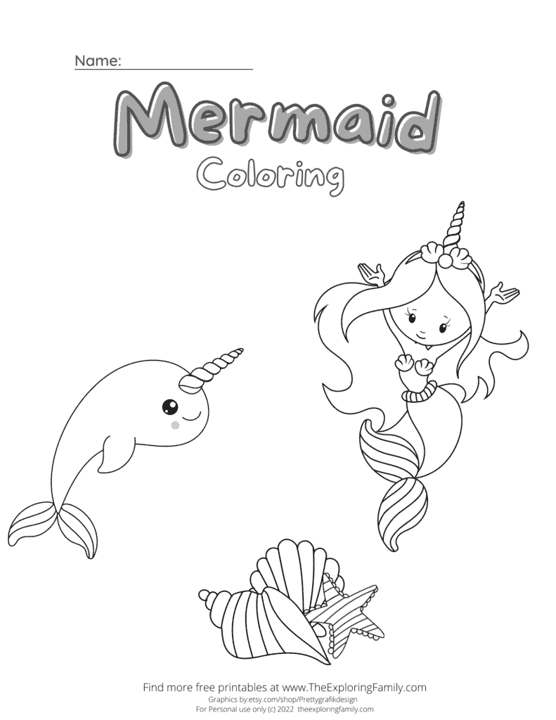 Unicorn Mermaid Colouring Pages