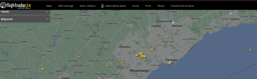 how to track flights at toronto pearson flight radar