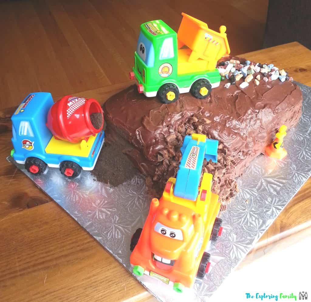 Simple Construction Birthday cake  with dump truck