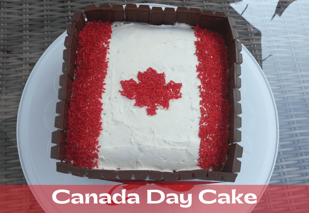 Easy Canada Day Dessert Idea - Kit Kat Canada Day Flag Cake Recipe