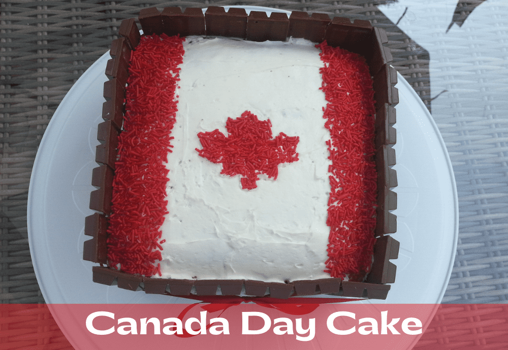 Easy Canada Day Dessert Idea Kit Kat Canada Day Flag Cake Recipe 2024