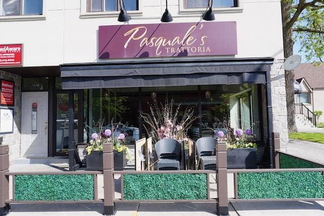 Outside if Pasquale's Trattoria, one of the best Restaurants in Oakville