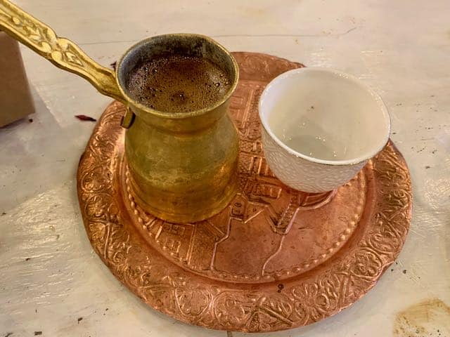 Small cup and Turkish Coffee from Maro's Bistro.