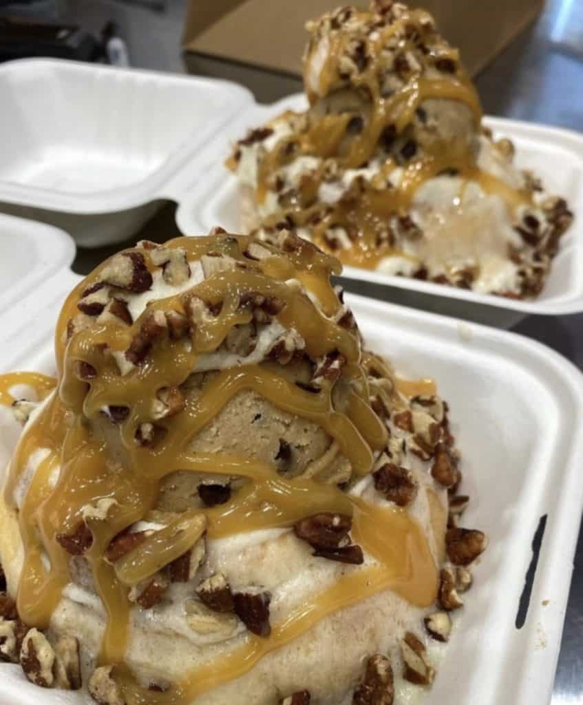 Cinnamon roll topped with edible cookie dough. Photo credit: Cinnaholic Oakville